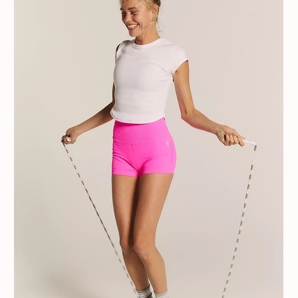 FREE PEOPLE | NWOT Good Karma Running Shorts in Hot Pink * - Picture 4 of 6
